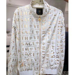 KITHxVersace White Gold Foil Monogram Track Jacket